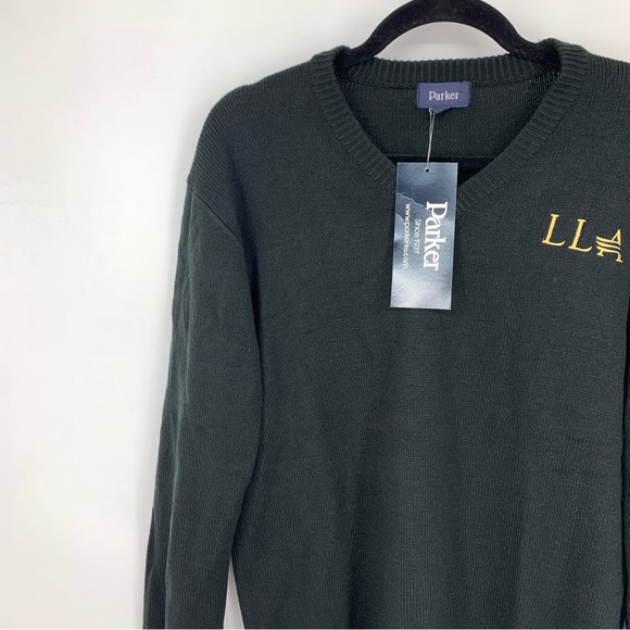 Parker Mens Small V-neck Pullover Sweater Black Preppy Casual Business NEW - Picture 3 of 9